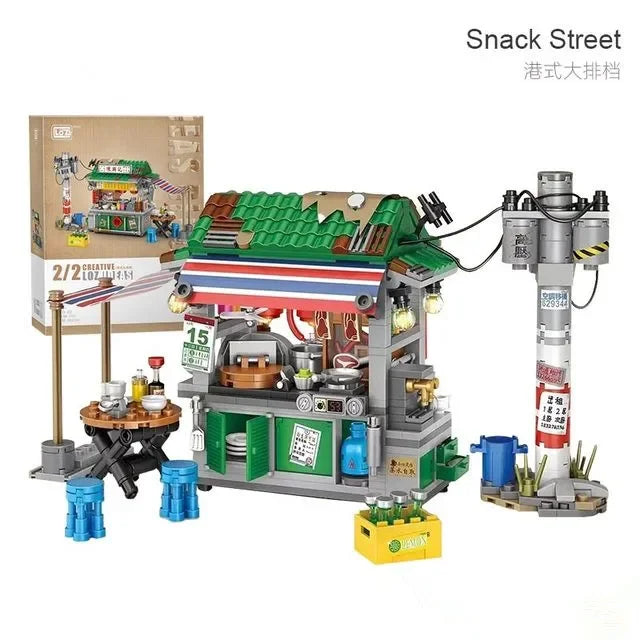 LOZ City Food Barbecue Stand Building Block Mini Takoyaki Streetview Hong Kong Food Stall Puzzle Decor Toys Girls Kids Gift
