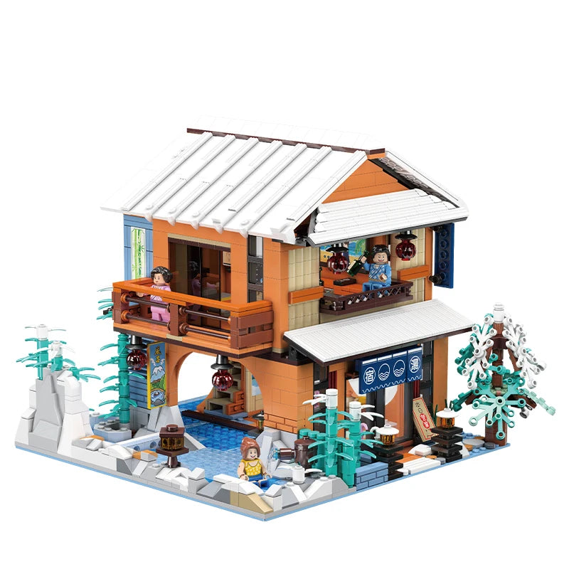2024 Japanese Style Hut Series Building Blocks Street View House Assembly Model Ornaments Birthday Gifts for Boys and Girls