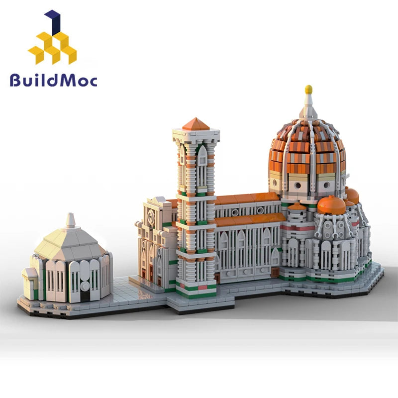 BuildMOC 1:800 Cathedral of Santa Maria del Fiore Building Block Set Iconic Italian Street Architecture Modern Churches Toys