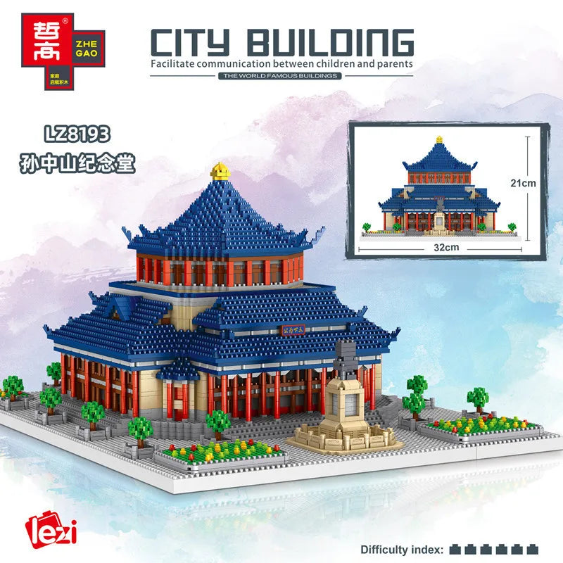 New LEZI Mini Blocks Chinese Style Architecture Castle Palace Tower Building Bricks Fun Toys for Children Gifts Girl Present
