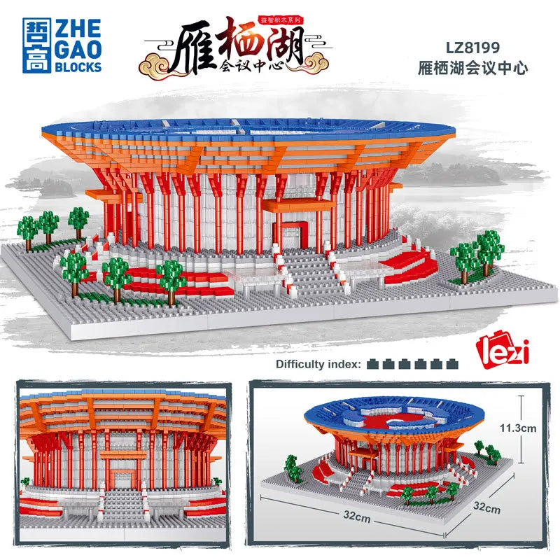New LEZI Mini Blocks Chinese Style Architecture Castle Palace Tower Building Bricks Fun Toys for Children Gifts Girl Present