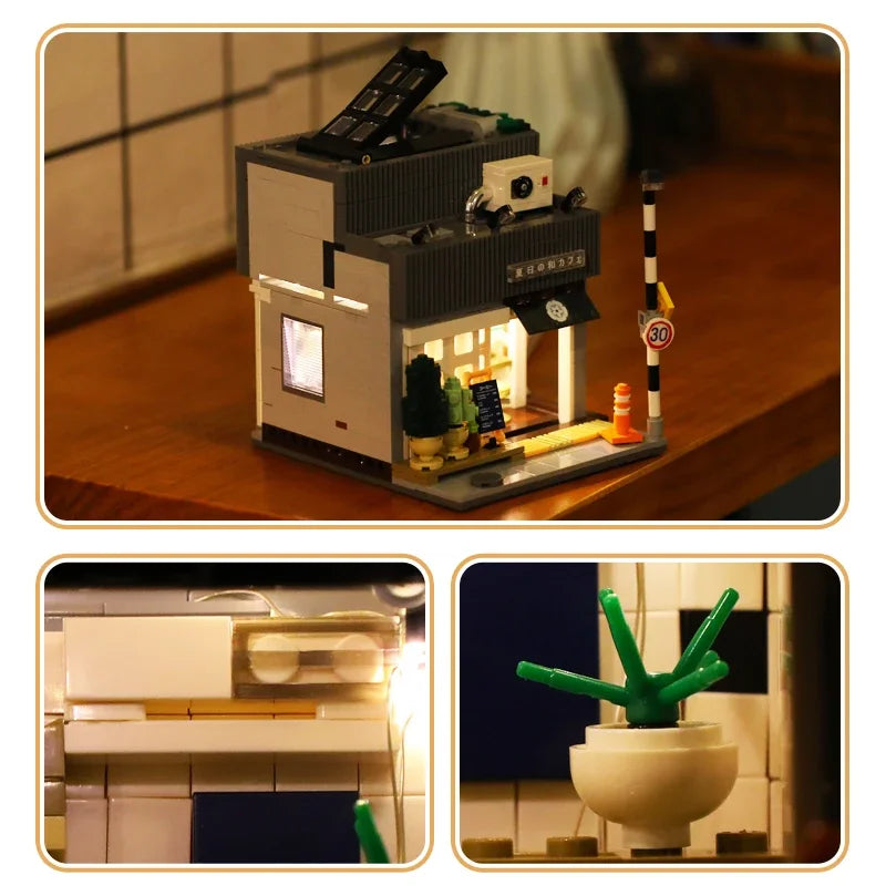 1116Pcs Cada LED City Japanese Style Summer Restaurant Coffee House Building Blocks Friends Light Shop Bricks Toys Children Gift