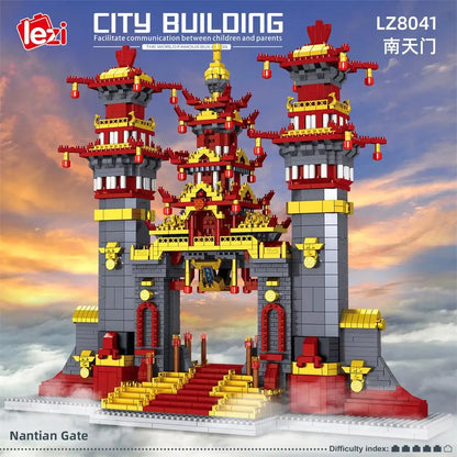 New LEZI Mini Blocks Chinese Style Architecture Castle Palace Tower Building Bricks Fun Toys for Children Gifts Girl Present