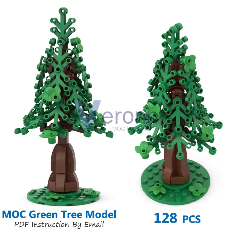 Forest Green Tree Bushes Model Building Blocks Moc City Street Garden Plants Assembly Particles Bricks Toys for Kid over 6 Years