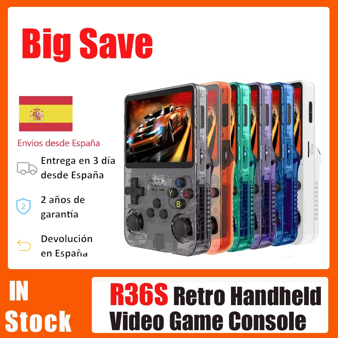 R36S Retro Handheld Video Game Console Linux System 3.5 Inch IPS Screen R35s Plus Portable Pocket Video Player 64GB 128GB