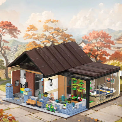 2024 Japanese Style Hut Series Building Blocks Street View House Assembly Model Ornaments Birthday Gifts for Boys and Girls