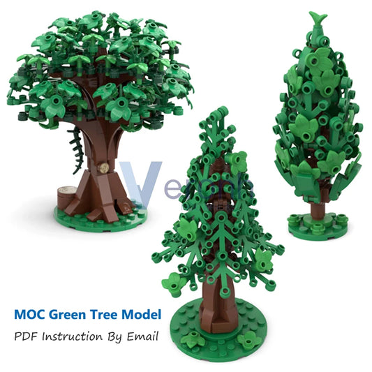 Forest Green Tree Bushes Model Building Blocks Moc City Street Garden Plants Assembly Particles Bricks Toys for Kid over 6 Years
