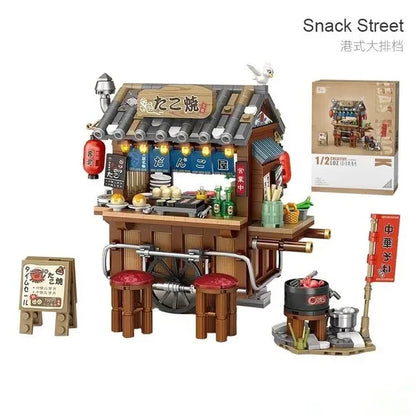 LOZ  City Food Barbecue Stand Building Block Mini Takoyaki Streetview Hong Kong Food Stall Puzzle Decor Toys Girls Kids Gift