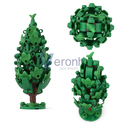 Forest Green Tree Bushes Model Building Blocks Moc City Street Garden Plants Assembly Particles Bricks Toys for Kid over 6 Years