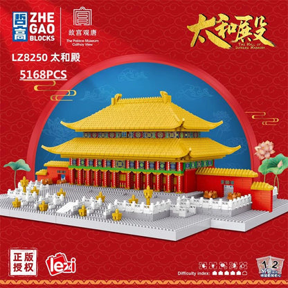 New LEZI Mini Blocks Chinese Style Architecture Castle Palace Tower Building Bricks Fun Toys for Children Gifts Girl Present