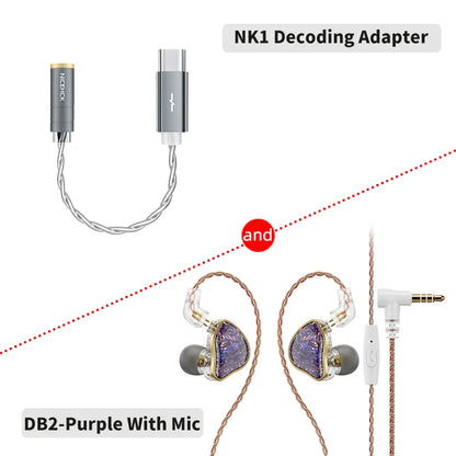 NICEHCK DB2 Microphone HiFi Music Earphone 1DD+1BA Hybrid Dual Driver In Ear Earbud Monitor Detachable 0.78 2Pin Connector IEM