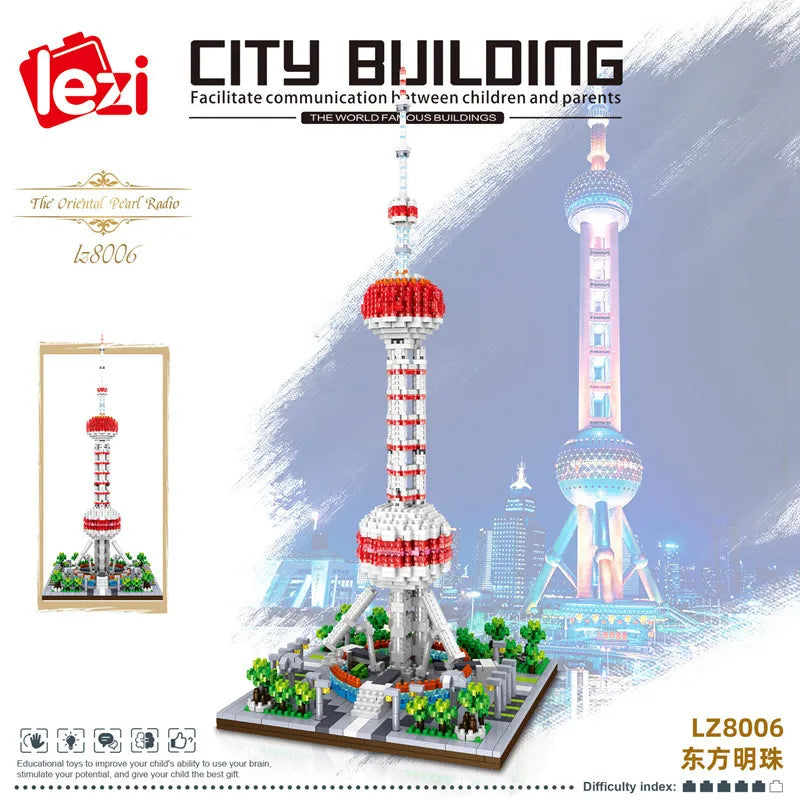 New LEZI Mini Blocks Chinese Style Architecture Castle Palace Tower Building Bricks Fun Toys for Children Gifts Girl Present