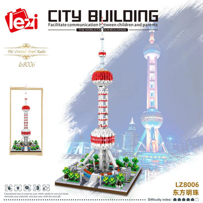 New LEZI Mini Blocks Chinese Style Architecture Castle Palace Tower Building Bricks Fun Toys for Children Gifts Girl Present