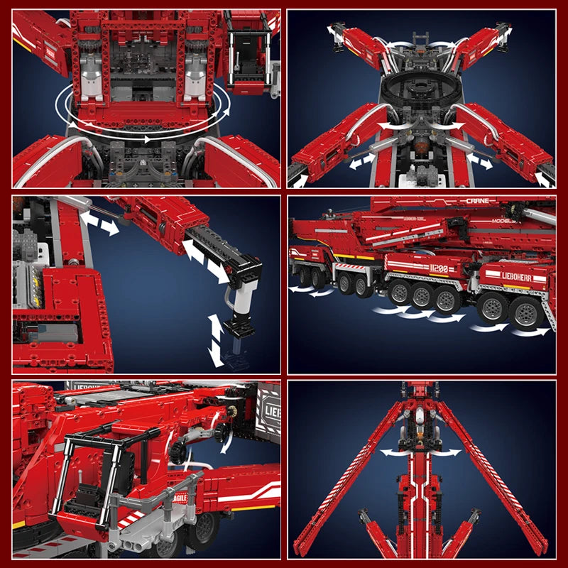 Mould King 17007 17008 Technical Truck Building Block Remote Control Liebherred LTM 11200 Crane Model Kids Christmas Car Toys