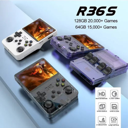 R36S Retro Handheld Video Game Console Linux System 3.5 Inch IPS Screen R35s Plus Portable Pocket Video Player 64GB 128GB