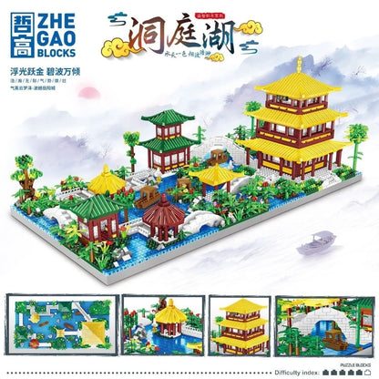New LEZI Mini Blocks Chinese Style Architecture Castle Palace Tower Building Bricks Fun Toys for Children Gifts Girl Present