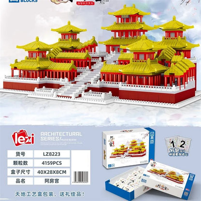 New LEZI Mini Blocks Chinese Style Architecture Castle Palace Tower Building Bricks Fun Toys for Children Gifts Girl Present