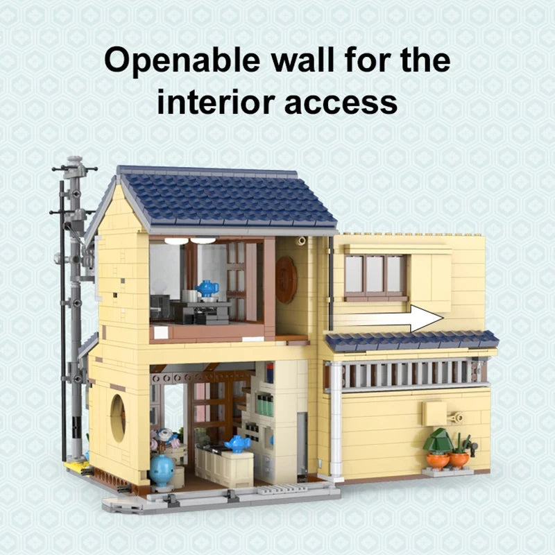 1200PCS JapaneseTea House Building Blocks City Street View Model Bricks Set With Light Idea Desktop Decoration Children DIY Toys
