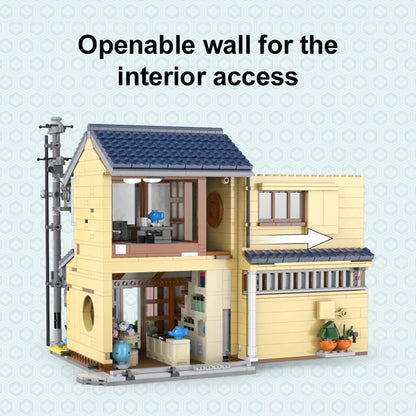1200PCS JapaneseTea House Building Blocks City Street View Model Bricks Set With Light Idea Desktop Decoration Children DIY Toys