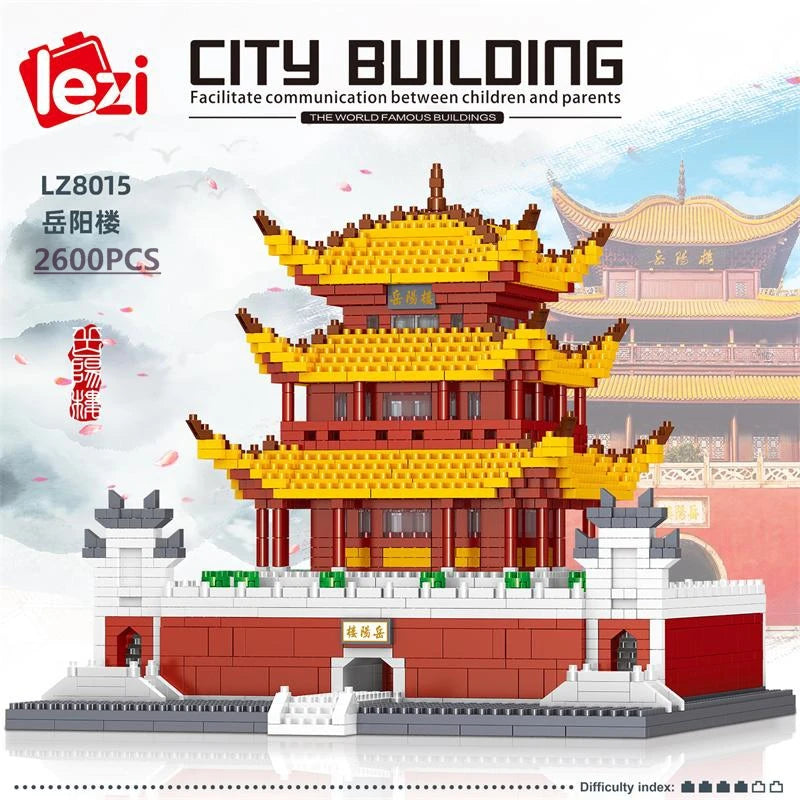 New LEZI Mini Blocks Chinese Style Architecture Castle Palace Tower Building Bricks Fun Toys for Children Gifts Girl Present