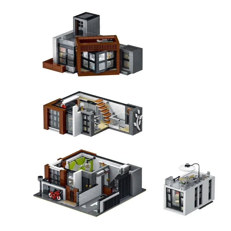 CUBE Villa modular House Buildings Sets, City Apartment Street Scene 3443PCS Model Modular Buildings Blocks Gift for Adults Kids