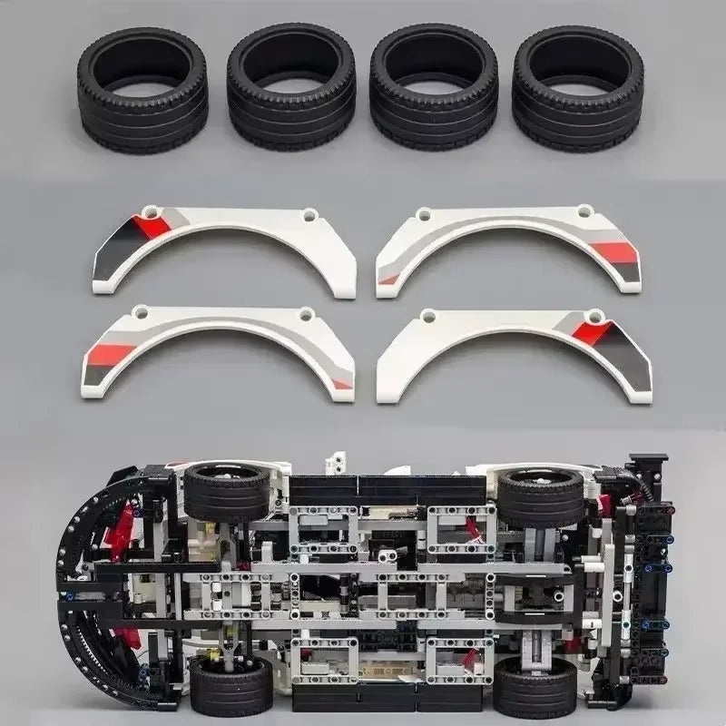 Technical 1580Pcs 911RSR Race Sport Car Model Building Block Remote Control Car Motor Or LED Lights Vehicle Brick Toy Adult Gift