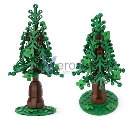 Forest Green Tree Bushes Model Building Blocks Moc City Street Garden Plants Assembly Particles Bricks Toys for Kid over 6 Years