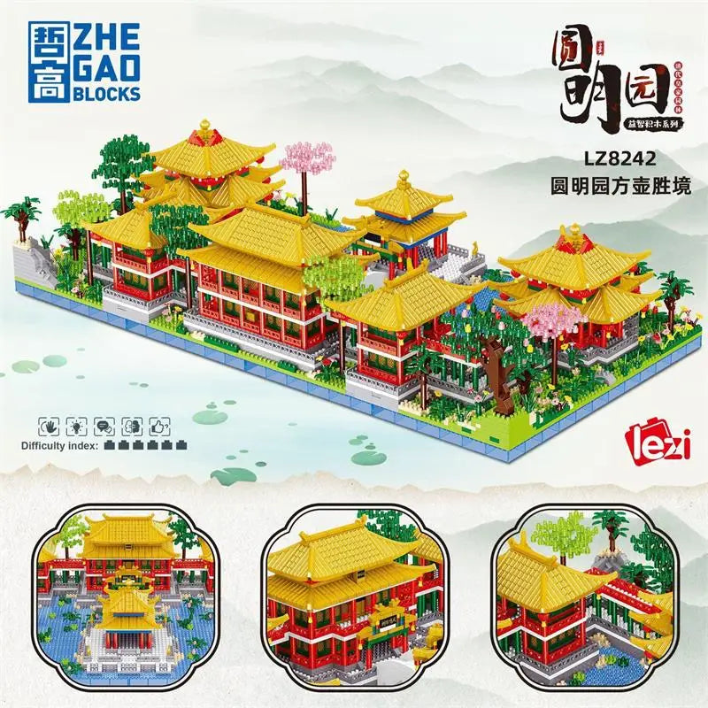New LEZI Mini Blocks Chinese Style Architecture Castle Palace Tower Building Bricks Fun Toys for Children Gifts Girl Present