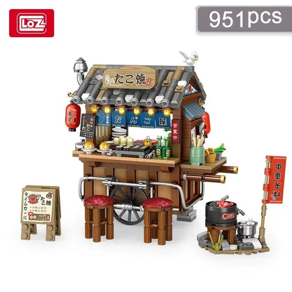 LOZ  City Food Barbecue Stand Building Block Mini Takoyaki Streetview Hong Kong Food Stall Puzzle Decor Toys Girls Kids Gift
