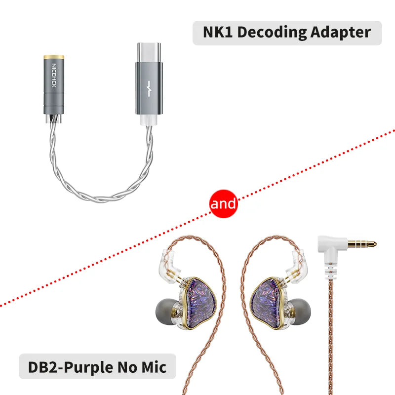 NICEHCK DB2 Microphone HiFi Music Earphone 1DD+1BA Hybrid Dual Driver In Ear Earbud Monitor Detachable 0.78 2Pin Connector IEM