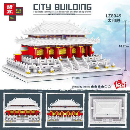 New LEZI Mini Blocks Chinese Style Architecture Castle Palace Tower Building Bricks Fun Toys for Children Gifts Girl Present
