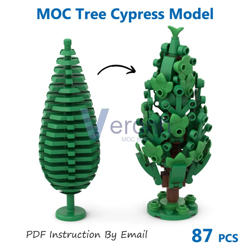Forest Green Tree Bushes Model Building Blocks Moc City Street Garden Plants Assembly Particles Bricks Toys for Kid over 6 Years