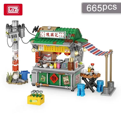 LOZ  City Food Barbecue Stand Building Block Mini Takoyaki Streetview Hong Kong Food Stall Puzzle Decor Toys Girls Kids Gift