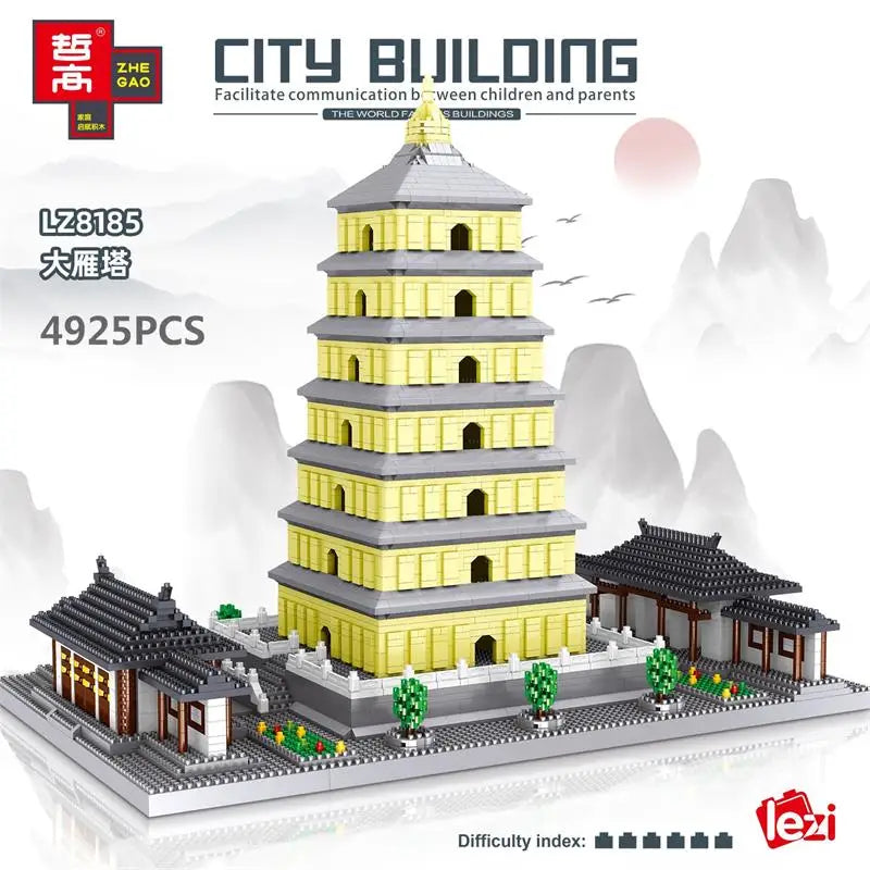 New LEZI Mini Blocks Chinese Style Architecture Castle Palace Tower Building Bricks Fun Toys for Children Gifts Girl Present