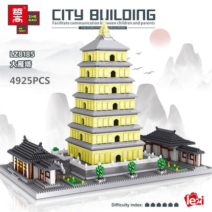 New LEZI Mini Blocks Chinese Style Architecture Castle Palace Tower Building Bricks Fun Toys for Children Gifts Girl Present