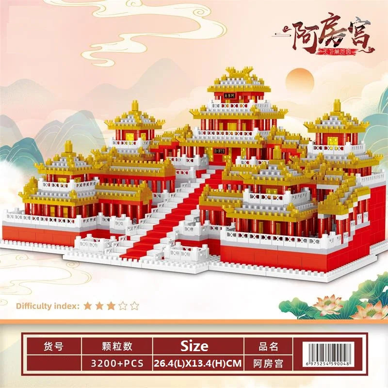 New LEZI Mini Blocks Chinese Style Architecture Castle Palace Tower Building Bricks Fun Toys for Children Gifts Girl Present