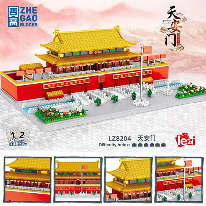 New LEZI Mini Blocks Chinese Style Architecture Castle Palace Tower Building Bricks Fun Toys for Children Gifts Girl Present