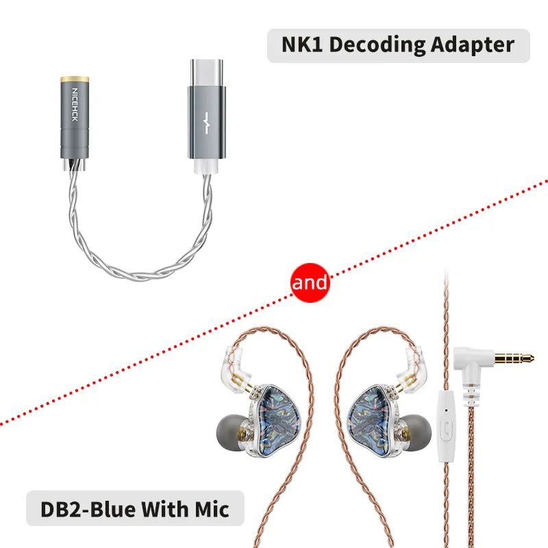 NICEHCK DB2 Microphone HiFi Music Earphone 1DD+1BA Hybrid Dual Driver In Ear Earbud Monitor Detachable 0.78 2Pin Connector IEM