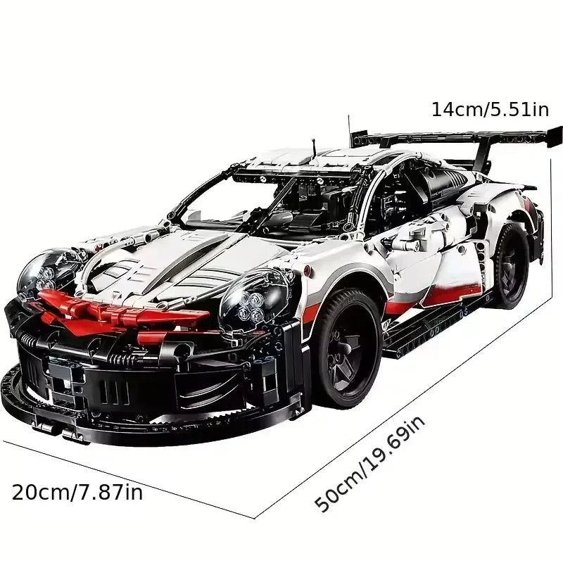 Technical 1580Pcs 911RSR Race Sport Car Model Building Block Remote Control Car Motor Or LED Lights Vehicle Brick Toy Adult Gift