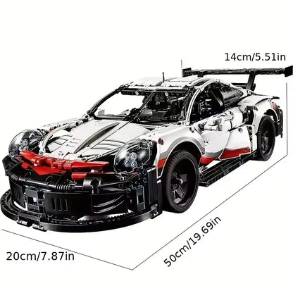 Technical 1580Pcs 911RSR Race Sport Car Model Building Block Remote Control Car Motor Or LED Lights Vehicle Brick Toy Adult Gift