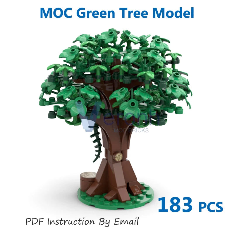 Forest Green Tree Bushes Model Building Blocks Moc City Street Garden Plants Assembly Particles Bricks Toys for Kid over 6 Years