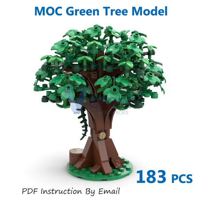 Forest Green Tree Bushes Model Building Blocks Moc City Street Garden Plants Assembly Particles Bricks Toys for Kid over 6 Years