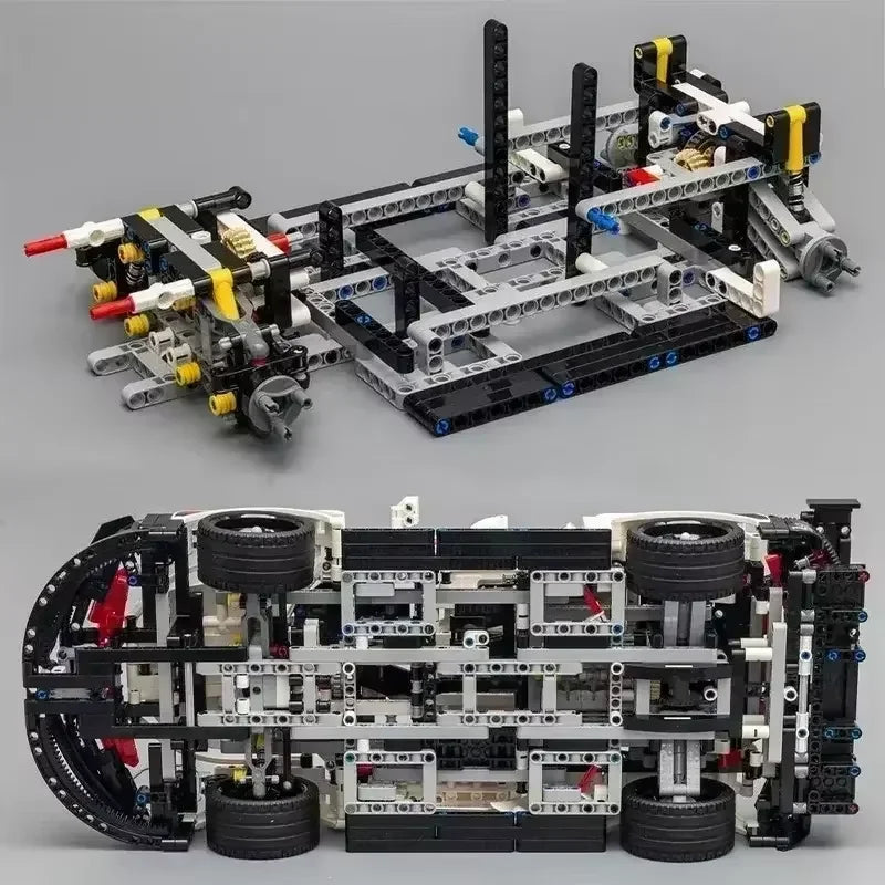 Technical 1580Pcs 911RSR Race Sport Car Model Building Block Remote Control Car Motor Or LED Lights Vehicle Brick Toy Adult Gift