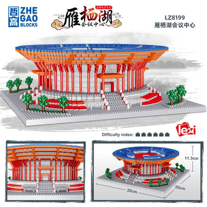 New LEZI Mini Blocks Chinese Style Architecture Castle Palace Tower Building Bricks Fun Toys for Children Gifts Girl Present