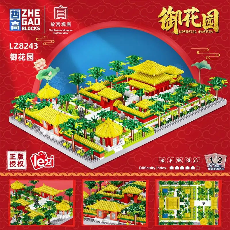 New LEZI Mini Blocks Chinese Style Architecture Castle Palace Tower Building Bricks Fun Toys for Children Gifts Girl Present