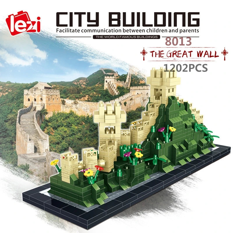 New LEZI Mini Blocks Chinese Style Architecture Castle Palace Tower Building Bricks Fun Toys for Children Gifts Girl Present