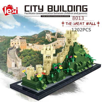 New LEZI Mini Blocks Chinese Style Architecture Castle Palace Tower Building Bricks Fun Toys for Children Gifts Girl Present