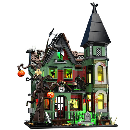 Haunted House Building Block Set Ideas Halloween Holiday Architecture Style Model Toys with Lighting Kit Christmas Gifs