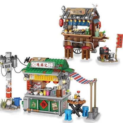 LOZ  City Food Barbecue Stand Building Block Mini Takoyaki Streetview Hong Kong Food Stall Puzzle Decor Toys Girls Kids Gift