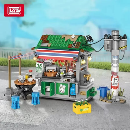 LOZ  City Food Barbecue Stand Building Block Mini Takoyaki Streetview Hong Kong Food Stall Puzzle Decor Toys Girls Kids Gift